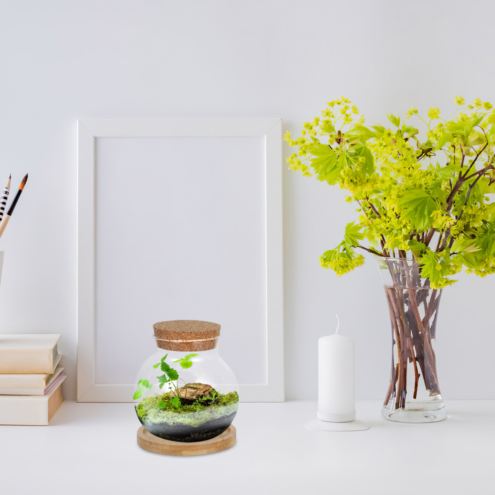 2個セット 水耕栽培用ガラス製エレガントな卓上水草花瓶 竹製 - Propagation Station Vase のレビューと価格