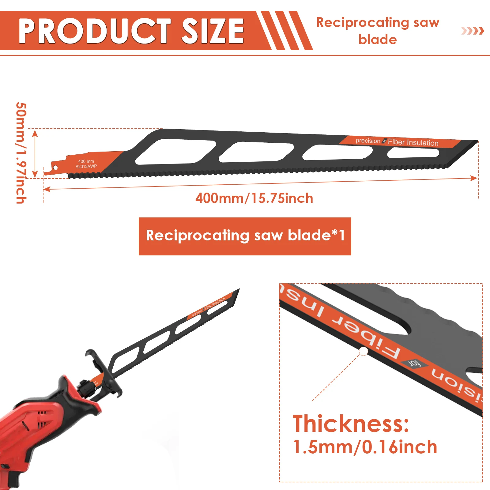 16インチ/400mm レシプロソーブレード 高クロム合金鋼 - Cutting Board Foam のレビューと価格